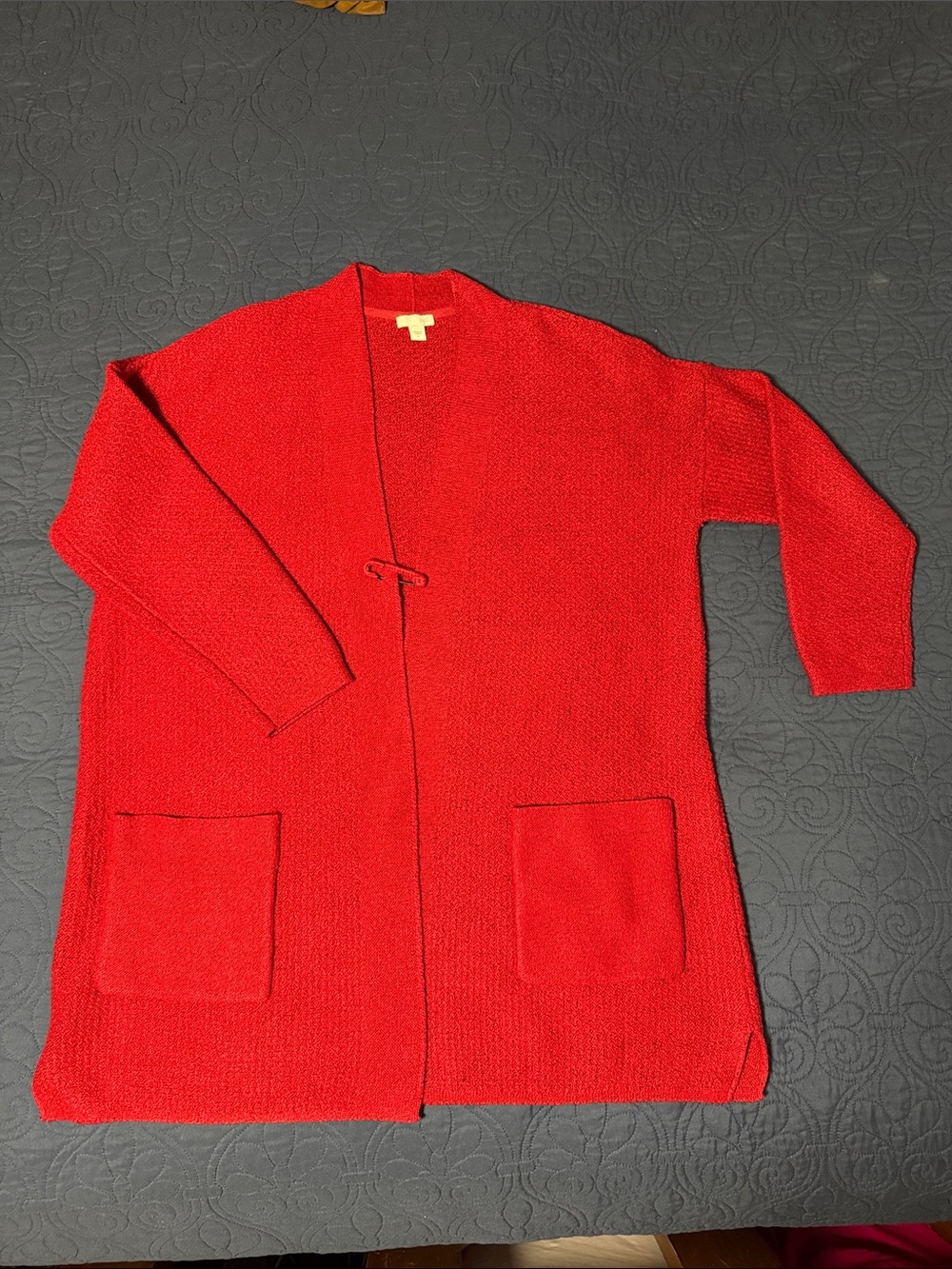 Red Open-Front Pocket Sweater Cardigan
